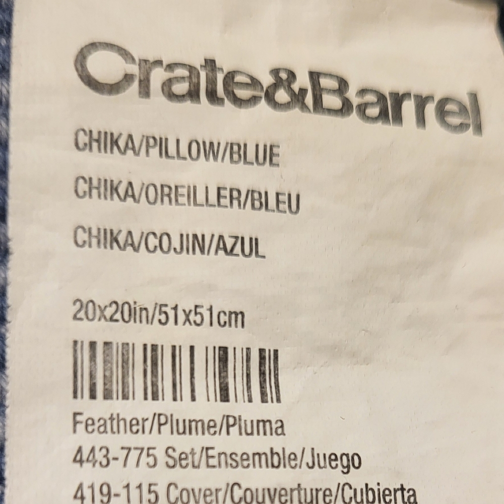 Crate & Barrel Cotton Chika Blue Striped Woven Set of 2 Pillow Covers 20x20 - Picture 10 of 10